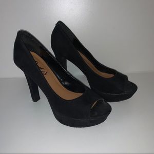 Black suede candie’s heels
